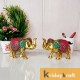 Metal Elephant Medium Size with Stone Work 2 pcs Set for Showpiece Enhance Your Home,Office & Table and Gift for Have House Warming Anniversaries, Birthday...