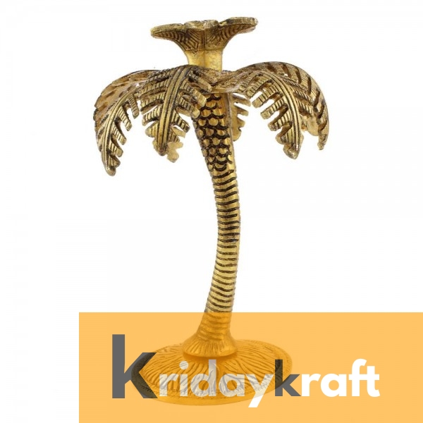 Rci Handicrafts Metal Gold Plated (Palm) Khajur Candle Holder for Home Hotal Decor Candle Stand Tree Statue for Candle Light Dinner & Dining Table Decorative Showpiece for Decoration & Gift Purpose...