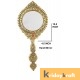 Beautifully Carved Round Shape Gold Plating Hand Mirror for Makeup, Travelling, Salon Mirror & Decorative Mirror Antique Item for Wedding Gifts.