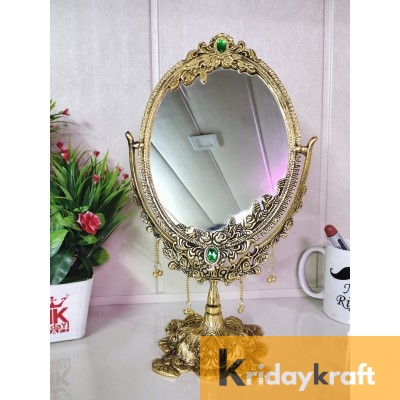 Double Side Table Mirror Gold Plated for Gift Love one Festival Gift Perfect for Birthday, Anniversary Wedding