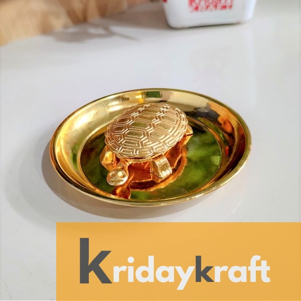 Rci Handicraft Kachhua (Turtle) with Plate for Vastu Feng Sui,Kachua Yantra for good luck & Evil Eye Protection,Metal Tortoise Staute Animal Showpiece Figurine & Gifting Items...