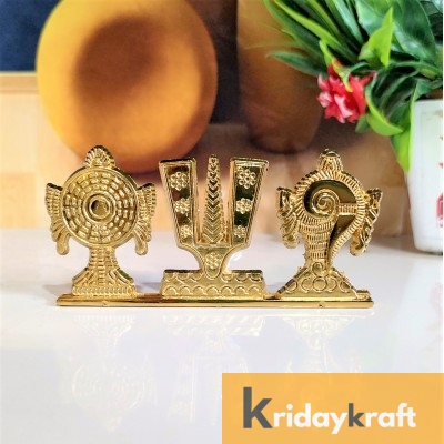 Rci Handicrafts Tirupati Balaji Symbol Stand Shankh Chakra Namah Gold Plating Antique Decorative for Car Dashboard Home & Office Table Showpiece Figurines,Religious Gift Idol...
