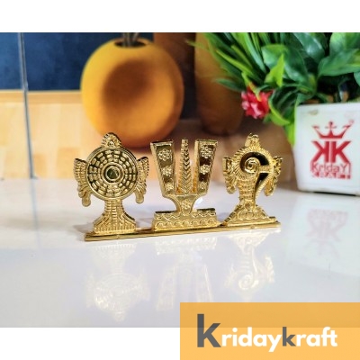 Rci Handicrafts Tirupati Balaji Symbol Stand Shankh Chakra Namah Gold Plating Antique Decorative for Car Dashboard Home & Office Table Showpiece Figurines,Religious Gift Idol...