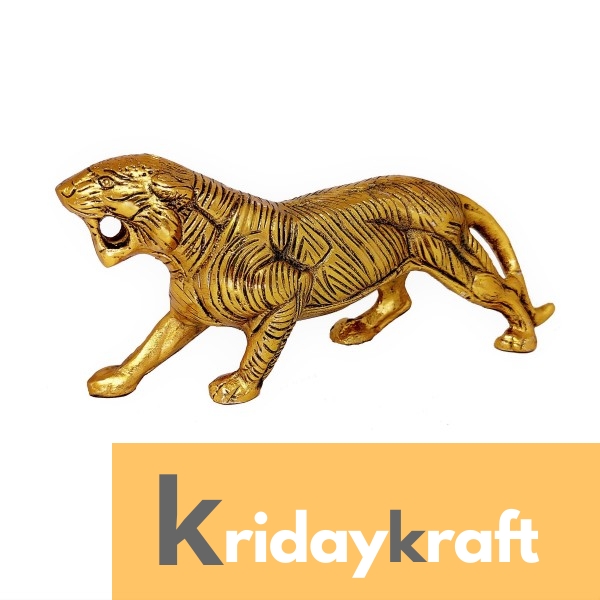 Rci Handicraft Golden Metal Antique Tiger /Jaguar / Panther / Sher Figurine  Table Top Decorative,Feng Shui &