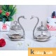 Rci Handicrafts Metal Kissing Swan (Duck) Glass Bowl with Spoon for Saunf Supari Tray, Dry Fruit and Candy,Mukhwas Traditional Serving Bowl Set,Pack of 2 Pieces,Animal Showpiece Figurine & Gifting idol...