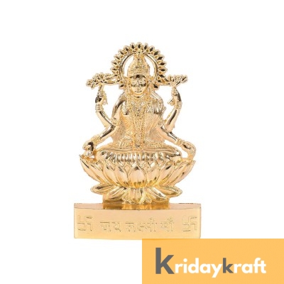 Gold Plated Laxmi Idol Statue Metal Goddess Lakshmi Showpiece Figurine