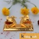 Roli-Chandan, Chawal-Akshat-Haldi, Kumkum Box with Loving Bird Duck Pair Chopda