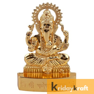 Gold Plated Ganesha Idol Car Dashboard Showpiece