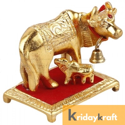Kamdhenu Cow Mini Squre Gold Plated