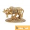 Kamdhenu Cow with calf and Krishna gold oxidized Finish Medium Size