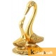 Swan Pair showpiece handicrafts Pair of Kissing Duck swan Pair feng Shui | Love Birds Saras Pair Gold polish with metal base for Home Decor and Gift Purpose