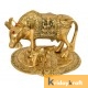 Kamdhenu Cow with calf gold oxidized Finish Medium Size