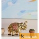Metal Elephant Medium Size 2 pcs Set Gold Polish with menakari for Showpiece Enhance Your Home