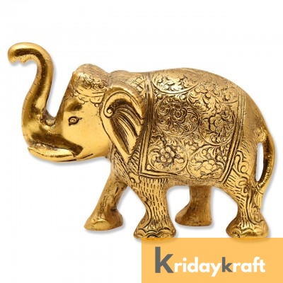 Metal Elephant Large Size Gold Polish for Showpiece Enhance Your Home