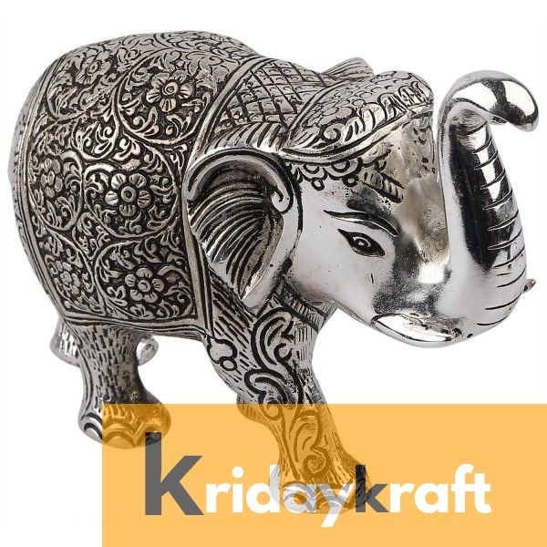 Metal Elephant Large Size Silver Polish for Showpiece Enhance Your Home