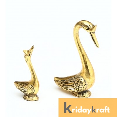 Swan Pair showpiece handicrafts Pair of Kissing Duck swan Pair feng Shui | Love Birds Saras Pair Gold Polish for Home Decor and Gift Purpose