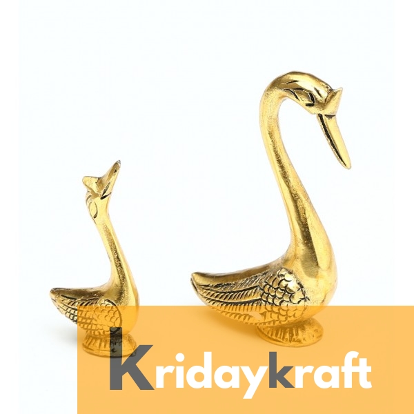 Swan Pair showpiece handicrafts Pair of Kissing Duck swan Pair feng Shui | Love Birds Saras Pair Gold Polish for Home Decor and Gift Purpose