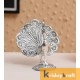Metal Animal Figurine Dancing Peacock for Home Decor Silver Plated antique