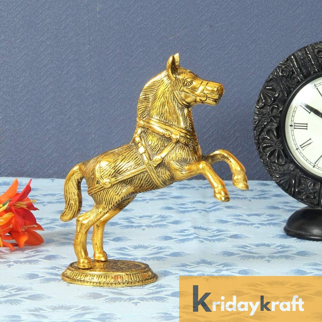 Metal Animal Figurine jumping horse gold plated for home decor