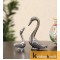 Swan Pair showpiece handicrafts Pair of Kissing Duck swan Pair feng Shui | Love Birds Saras Pair Silver Polish for Home Decor and Gift Purpose