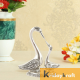 Swan Pair showpiece handicrafts Pair of Kissing Duck swan Pair feng Shui | Love Birds Saras Pair Silver Polish with metal base for Home Decor and Gift Purpose
