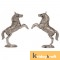 Metal Animal Figurine jumping horse 2 pcs set Silver plated for home decor