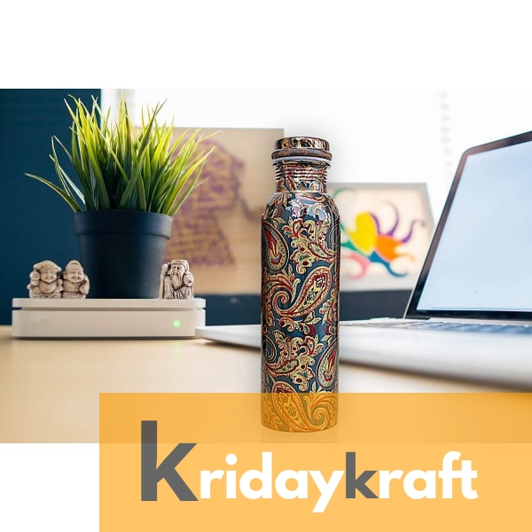 Copper Bottle for Water 1 Litre Dirt Proof, Leak Proof and Joint Less, Ayurveda and Yoga Health Benefits Water Bottle