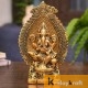 Ganesha showpiece Seated on Mouse in Metal Antique Gold Plated
