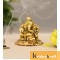 Ganesha sitting on metal base Pagdi ganesh gold plated for home decor and gifts