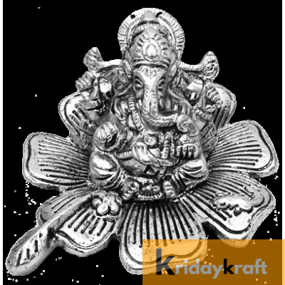 Ganesha sitting on flower Silver plated for home decor and gifts