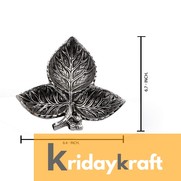 Metal Leaf Shaped Dry Fruit tray table decorative Silver Plated Home Decor 