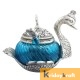 Metal Duck Shaped Glass Bowl with spoon Silver Plated Home Decor 