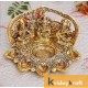 Metal laxmi Ganesh Saraswati with 5 diya plate Idol Decorative murti showpiece for Antique Gift