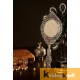 Hand Mirror Vintage Style Round Vanity Make Up Hand Held Large Mirror in Silver Polished
