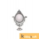 Table Mirror Vintage Style Round Vanity Make Up Elephant embose Large Mirror in Silver Polished