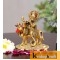 Krishna with kamdhenu cow standing and playing flute gold plated