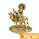 Krishna with kamdhenu cow standing and playing flute gold plated