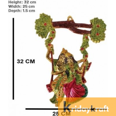 wall hanging radha krishna swing on tree gold plated with menakari for wall  decor Showpiece Gifts Idols
