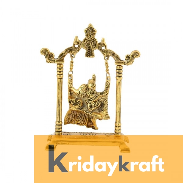 Radha Krishna on swing jhula gold plated for Home Decor Showpiece Gifts Idols