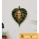wall hanging ganesha face with green leaf gold plated metal 