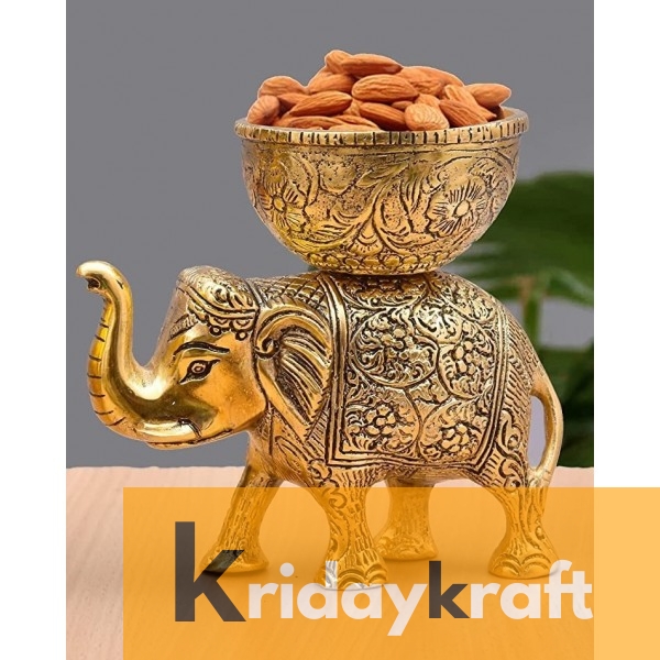 Rci Handicrafts Metal Elephant dry fruit Bowl Showpiece Gold Polish for Your Home,Office Table & Gift Article,Animal Decorative Showpiece Figurines...