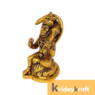 Rci Handicraft Hanuman ji Metal Statue,Bajrangbali Murti for Pooja & Decor Your Home,Office,Religious idol Statue Gift Purpose,Table Showpiece Figurines,(Pack Of 1 Hanuman Ji Murti ) for Car DashBoard...