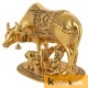 Kamdhenu Cow n Calf with krishna Xl Gold Plated Statue for Good Luck 