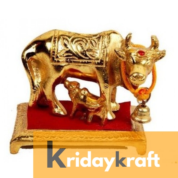 Kamdhenu Cow Mini Squre Gold Plated