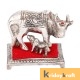 Kamdhenu Cow Mini squre base Silver Plated