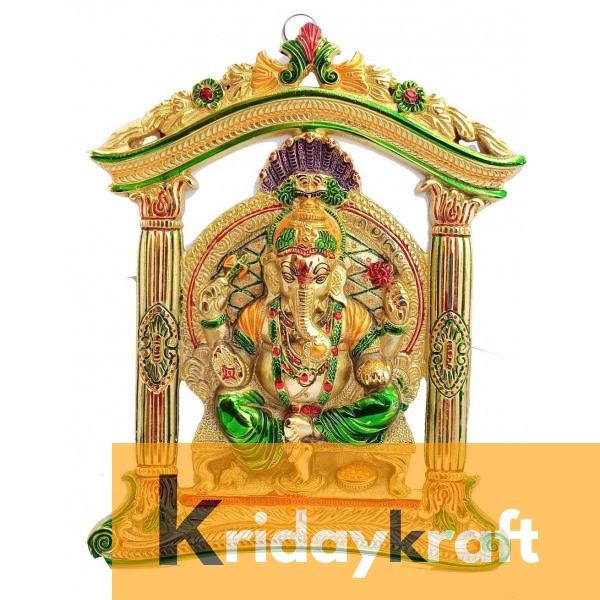 Wall Hanging Ganesh Darbar Gold Plated with meena work