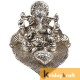 Ganesha sitting on leaf with diya Silver plated for home decor