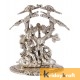 Tree Radha Krishna Sitting Silver Plating Showpiece Statue playing flute under tree for Home Decorative Item