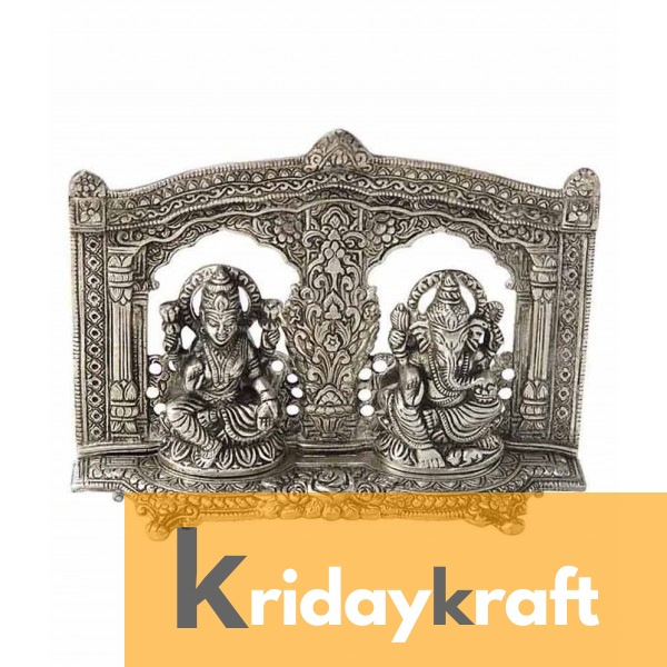 Silver Plated Laxmi Ganesh God Idols Silver Oxidized Finish Exclusive Gift For Diwali, Corporate Gift and Wedding Return Gifts