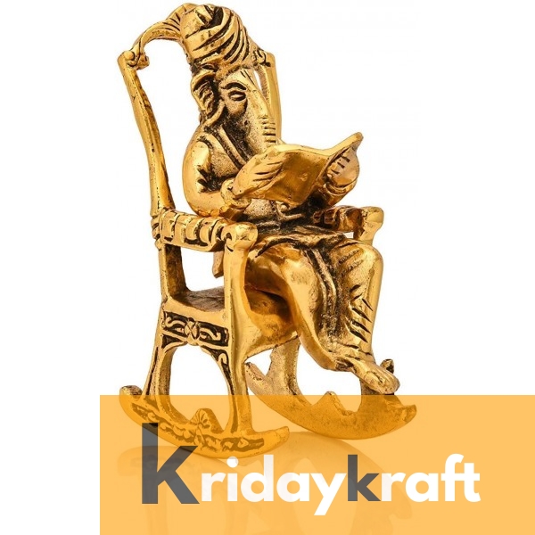 Lord Ganesha Statue Sitting on 3D Moving Chair and Reading Ramayan